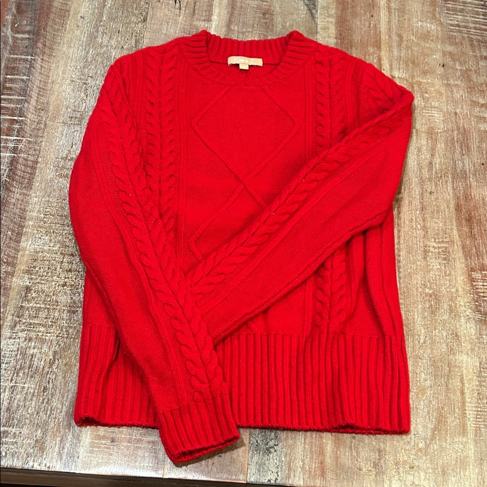 KIER + J Rich Red Cashmere Crewneck Sweater